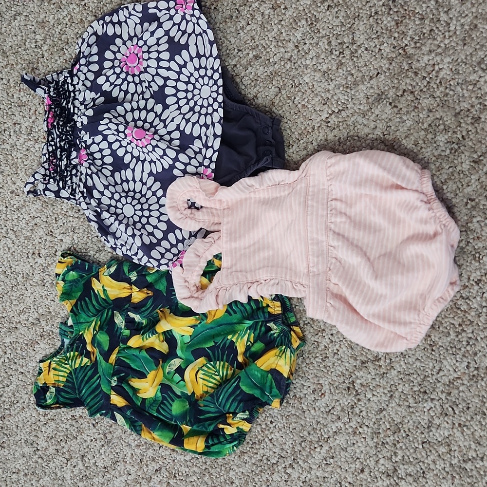 3 baby girl rompers